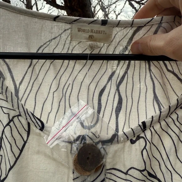 Cost Plus World Market Black and White Leaf Dress - Picture 5 of 8